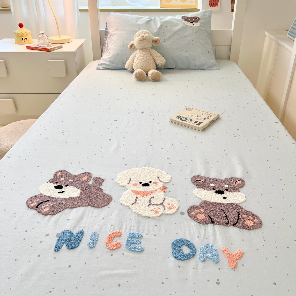 91家纺网 家纺一手货源 找家纺 慕尚家纺 2025新款全棉纯棉毛巾绣单床笠  小糯米们