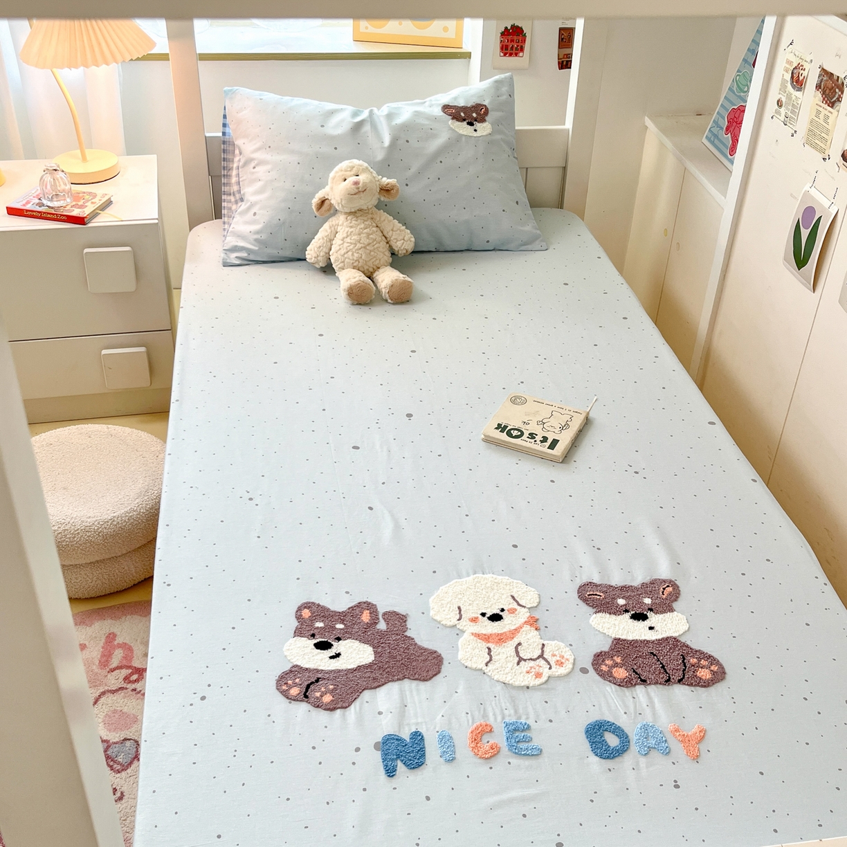 91家纺网 家纺一手货源 找家纺 慕尚家纺 2025新款全棉纯棉毛巾绣单床笠  小糯米们