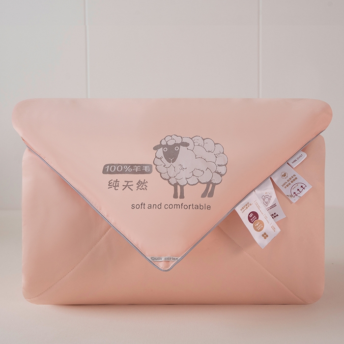  爱宝被业2025新款100%澳洲羊毛被A类亲肤棉羊毛被 雾晨粉