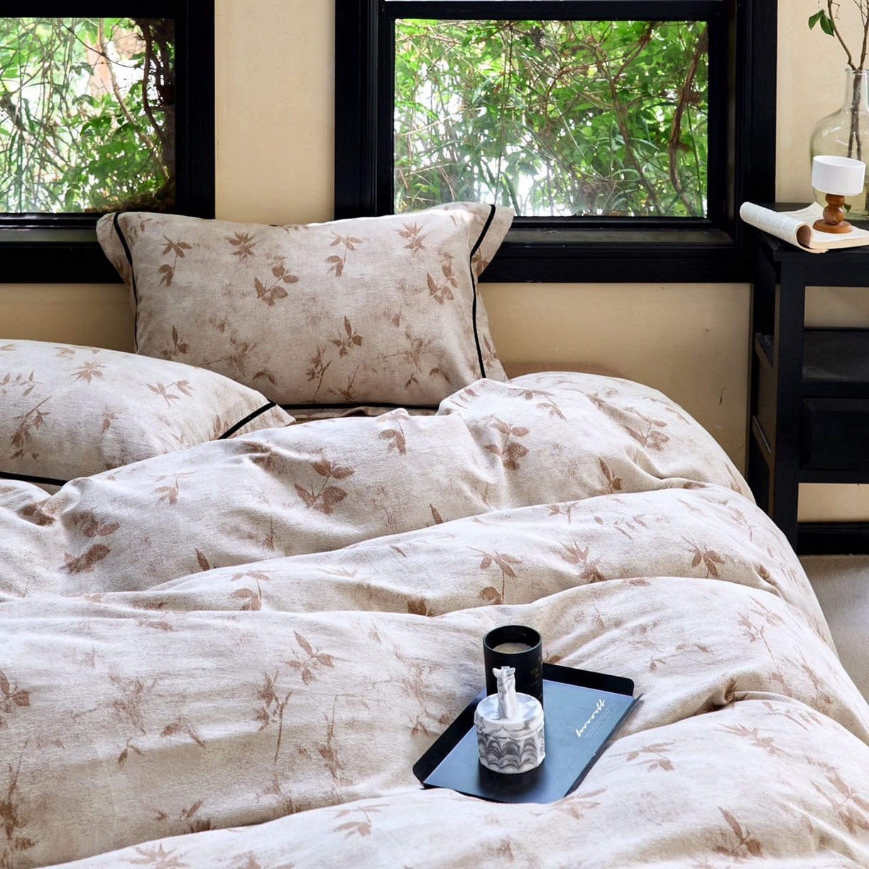 91家纺网 家纺一手货源 找家纺 栩裕纺织2025新款棉麻四件套 竹影佛纱