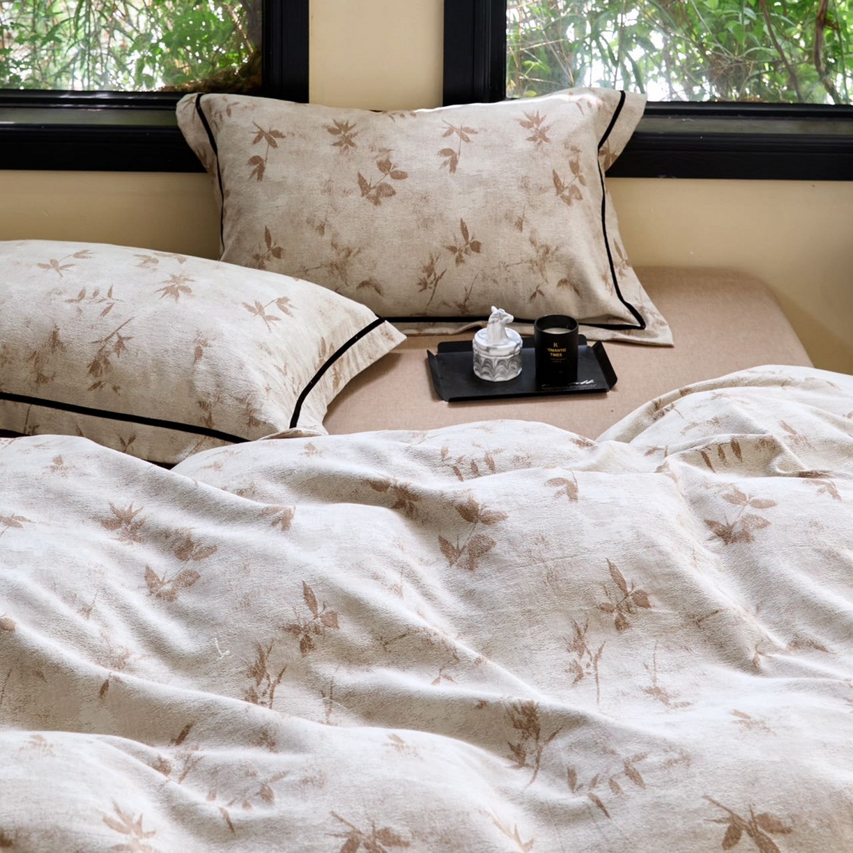 91家纺网 家纺一手货源 找家纺 栩裕纺织2025新款棉麻四件套 竹影佛纱