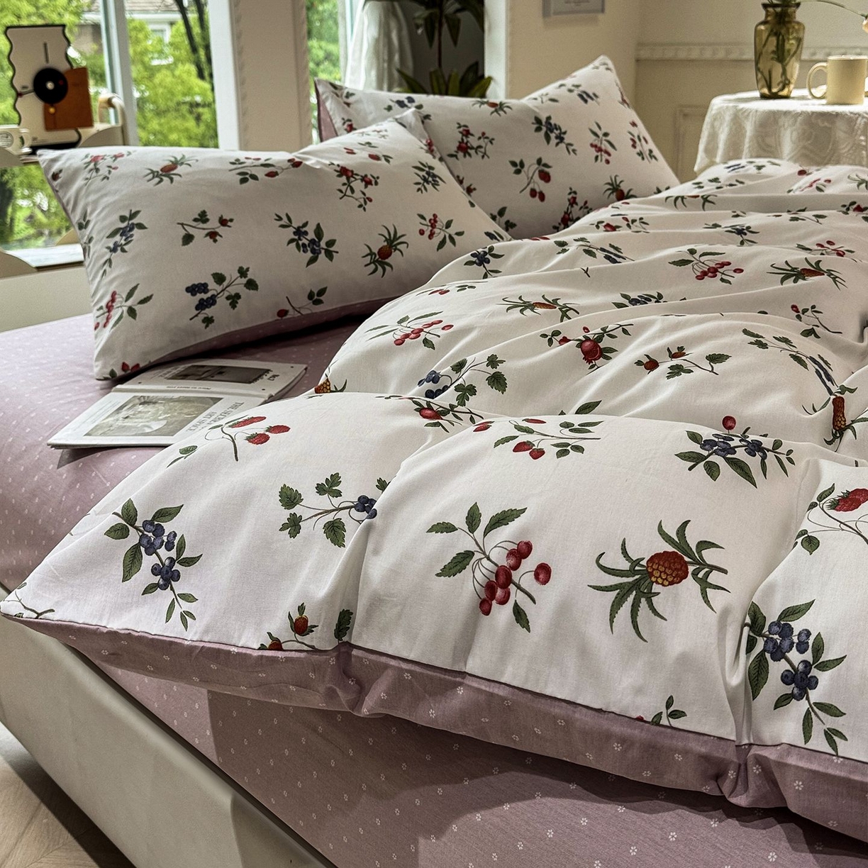 91家纺网 家纺一手货源 找家纺 （总）缦纱2025新款全棉小清新喷气13372印花40支纯棉四件套