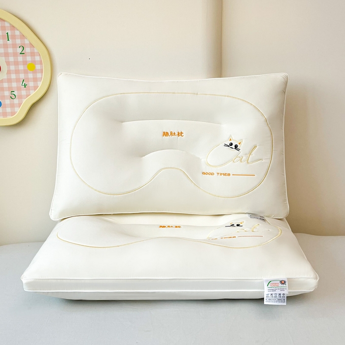 91家纺网 家纺一手货源 找家纺 永乐枕芯 2025新款猫肚枕头枕芯 白色