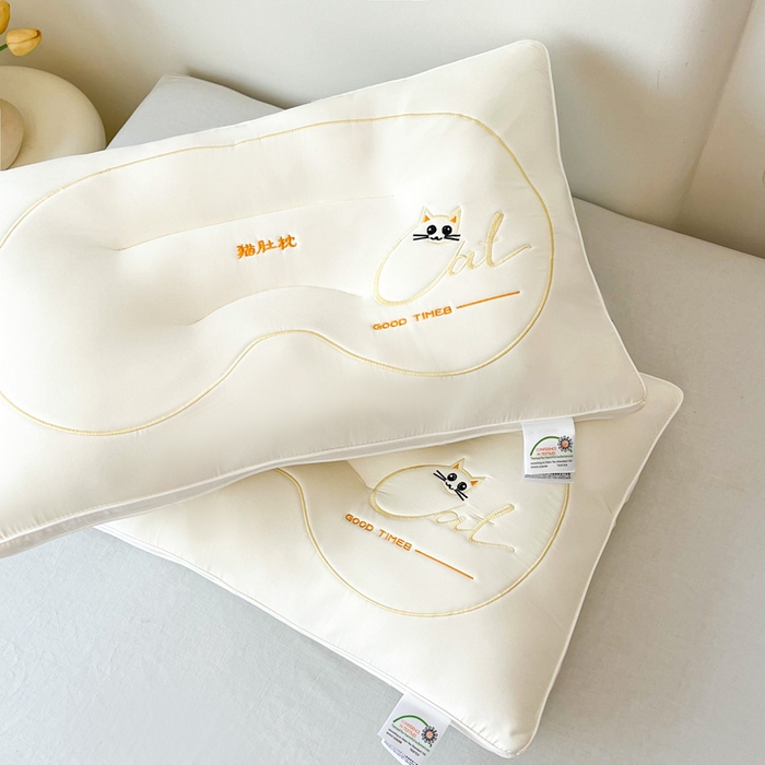 91家纺网 家纺一手货源 找家纺 永乐枕芯 2025新款猫肚枕头枕芯 白色