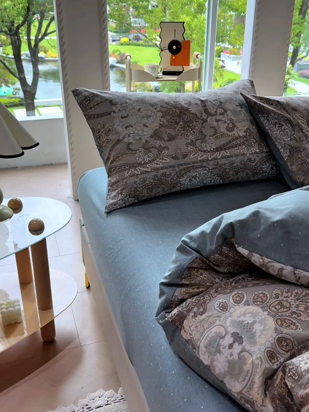 91家纺网 家纺一手货源 找家纺 缦纱2025新款全棉小清新喷气13372印花40支纯棉四件套 葛锦-咖