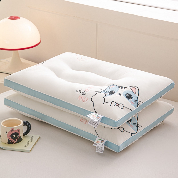 91家纺网 家纺一手货源 找家纺 永乐枕芯 2025新款情侣枕头枕芯-招财猫系列 招财猫-蓝