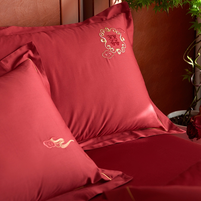 91家纺网 家纺一手货源 找家纺 （总）安莱生活 2025新款婚庆100S长绒棉纯棉四件套-金玉满堂