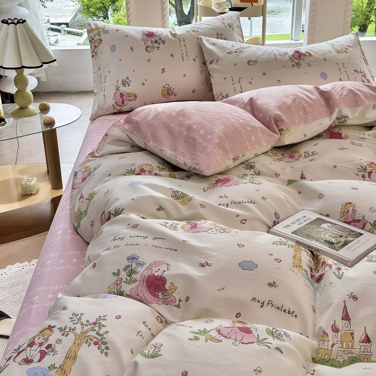 91家纺网 家纺一手货源 找家纺 （总）缦纱2025新款全棉小清新喷气13372印花40支纯棉四件套