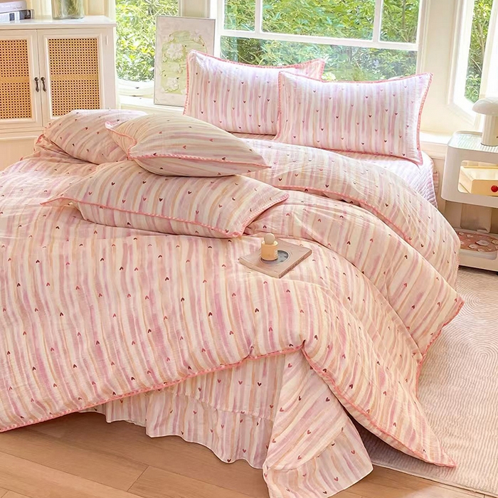 91家纺网 家纺一手货源 找家纺 （总）尚美 2025新款三角针工艺款云感双层纱被套四件套-床盖款