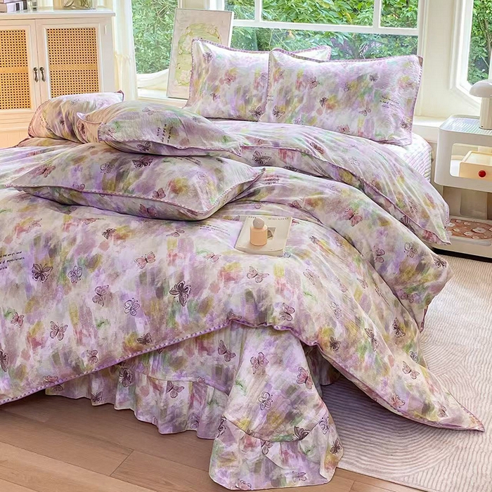 91家纺网 家纺一手货源 找家纺 （总）尚美 2025新款三角针工艺款云感双层纱被套四件套-床盖款