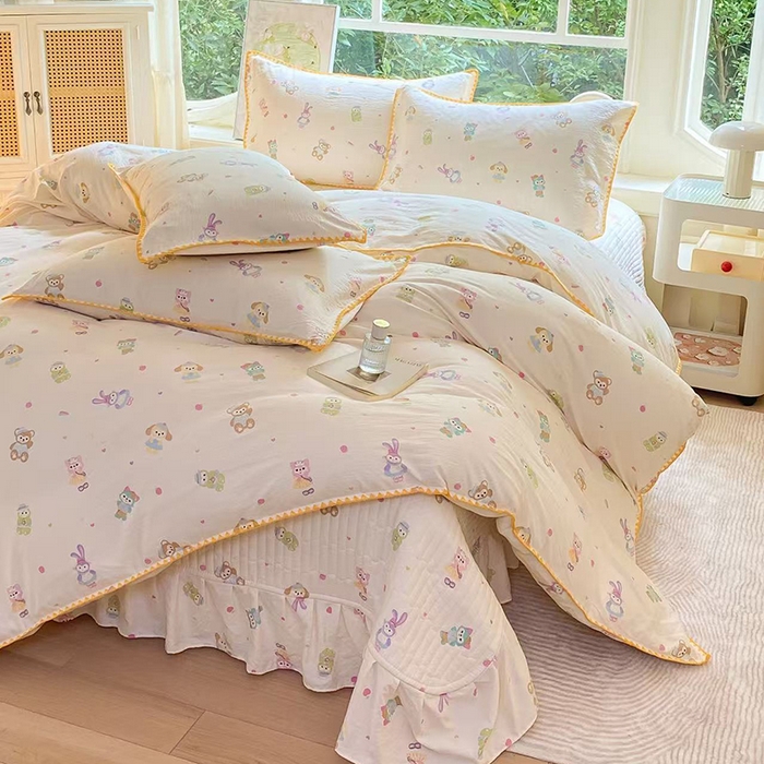 91家纺网 家纺一手货源 找家纺 （总）尚美 2025新款三角针工艺款云感双层纱被套四件套-床盖款