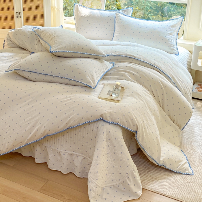 91家纺网 家纺一手货源 找家纺 （总）尚美 2025新款三角针工艺款云感双层纱被套四件套-床盖款