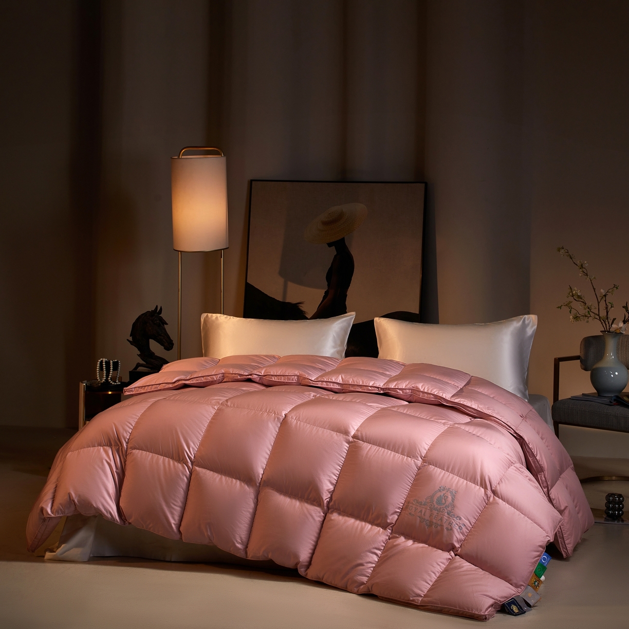 91家纺网 家纺一手货源 找家纺 织梦人羽绒工厂店2025新款高蓬松羽绒羽毛被大牌同款花型-莱赛尔+棉纯色系列 莱赛尔-豆沙