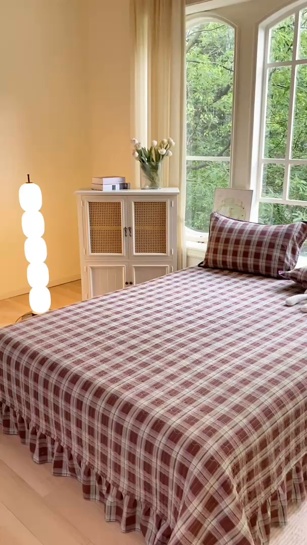 91家纺网 家纺一手货源 找家纺 尚美 2025新款三角针工艺款云感双层纱被套四件套-床盖款 格调