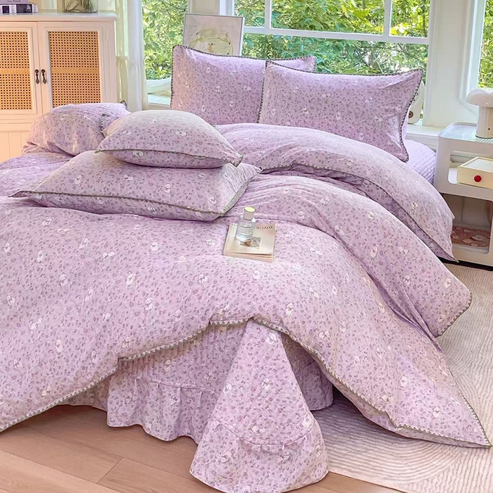 尚美 2025新款三角针工艺款云感双层纱被套四件套-床盖款 可爱兔