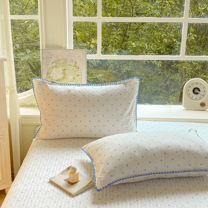 91家纺网 家纺一手货源 找家纺 尚美 2025新款三角针工艺款云感双层纱被套四件套-床盖款 兰波点