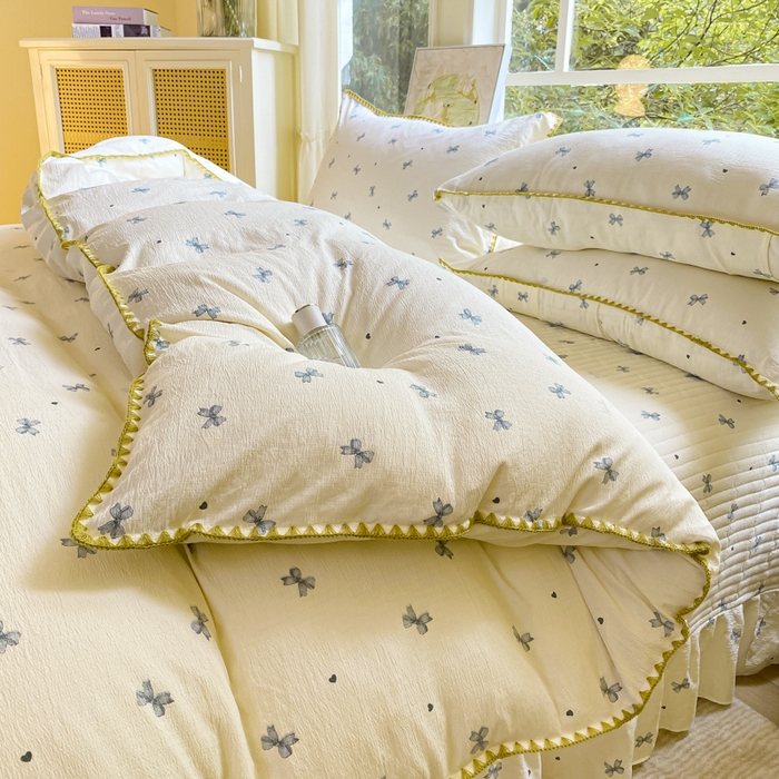 91家纺网 家纺一手货源 找家纺 尚美 2025新款三角针工艺款云感双层纱被套四件套-床盖款 兰蝴蝶米