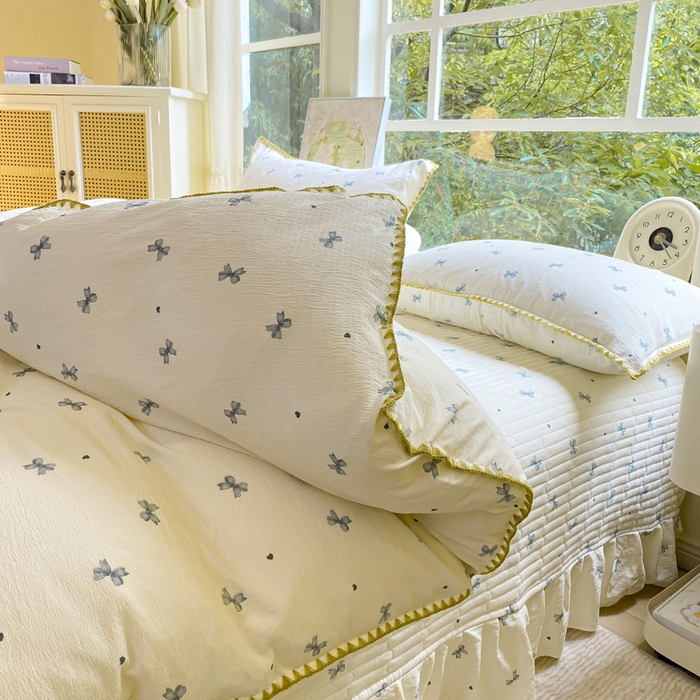 91家纺网 家纺一手货源 找家纺 尚美 2025新款三角针工艺款云感双层纱被套四件套-床盖款 兰蝴蝶米