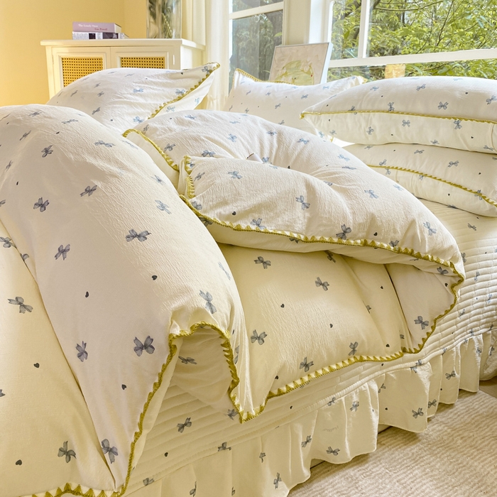 91家纺网 家纺一手货源 找家纺 尚美 2025新款三角针工艺款云感双层纱被套四件套-床盖款 兰蝴蝶米