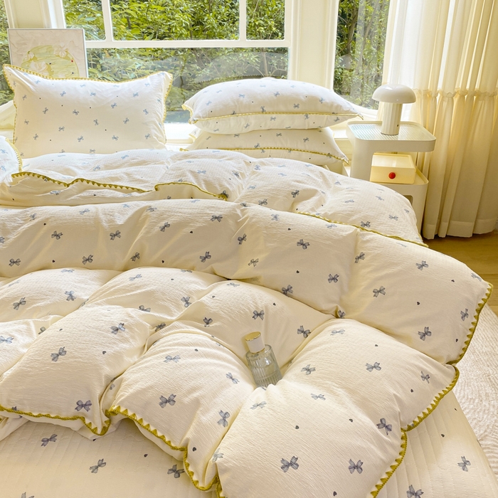 91家纺网 家纺一手货源 找家纺 尚美 2025新款三角针工艺款云感双层纱被套四件套-床盖款 兰蝴蝶米