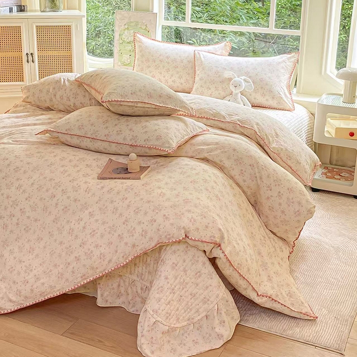 尚美 2025新款三角针工艺款云感双层纱被套四件套-床盖款 木兰香