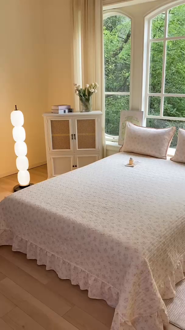 91家纺网 家纺一手货源 找家纺 尚美 2025新款三角针工艺款云感双层纱被套四件套-床盖款 木兰香