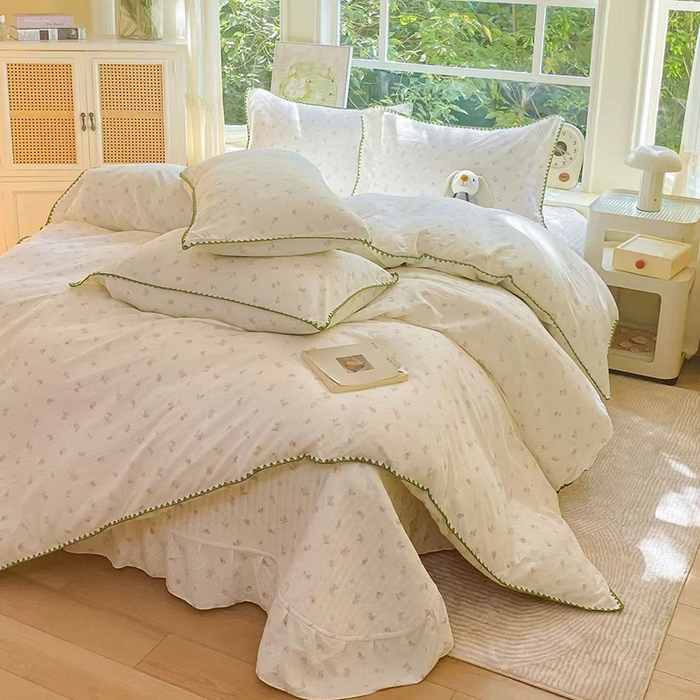 尚美 2025新款三角针工艺款云感双层纱被套四件套-床盖款 清晰