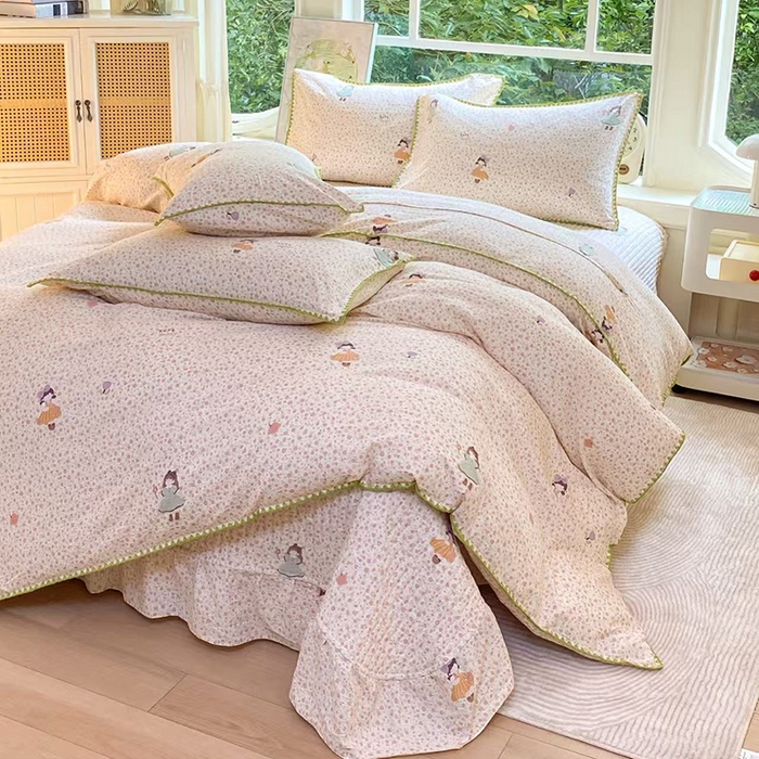 尚美 2025新款三角针工艺款云感双层纱被套四件套-床盖款 小女孩