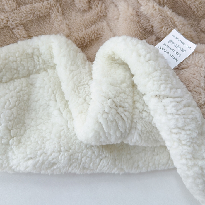 91家纺网 家纺一手货源 找家纺 柏薇 2024新款塔芙绒羊羔绒双层毛毯系列 奶茶色