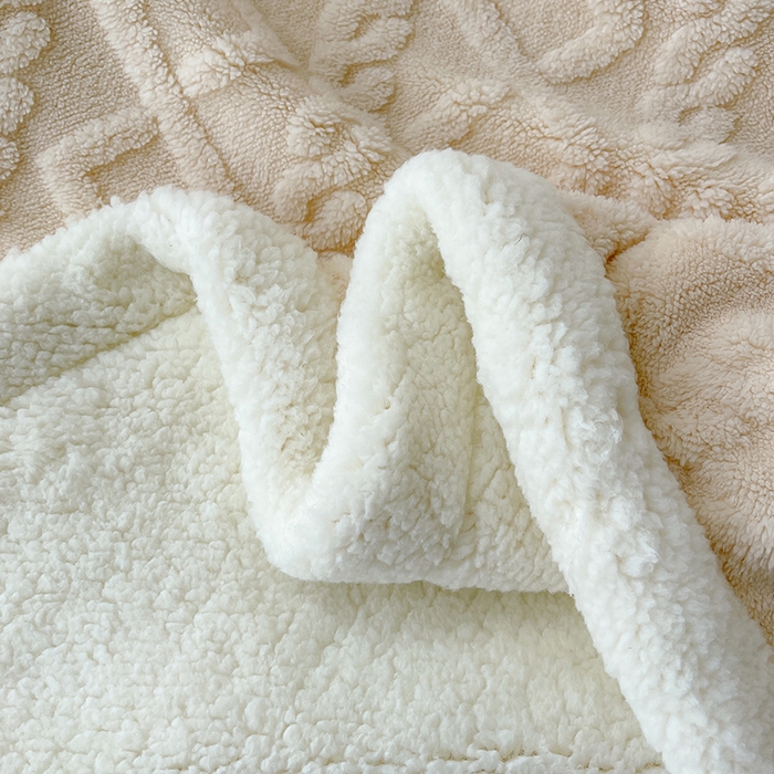 91家纺网 家纺一手货源 找家纺 柏薇 2024新款塔芙绒羊羔绒双层毛毯系列 米白色