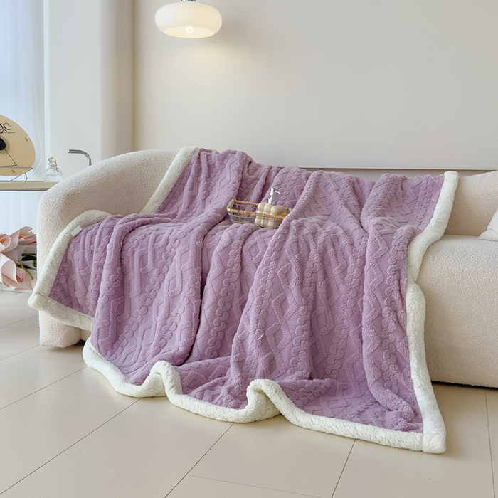 91家纺网 家纺一手货源 找家纺 柏薇 2024新款塔芙绒羊羔绒双层毛毯系列 香芋紫