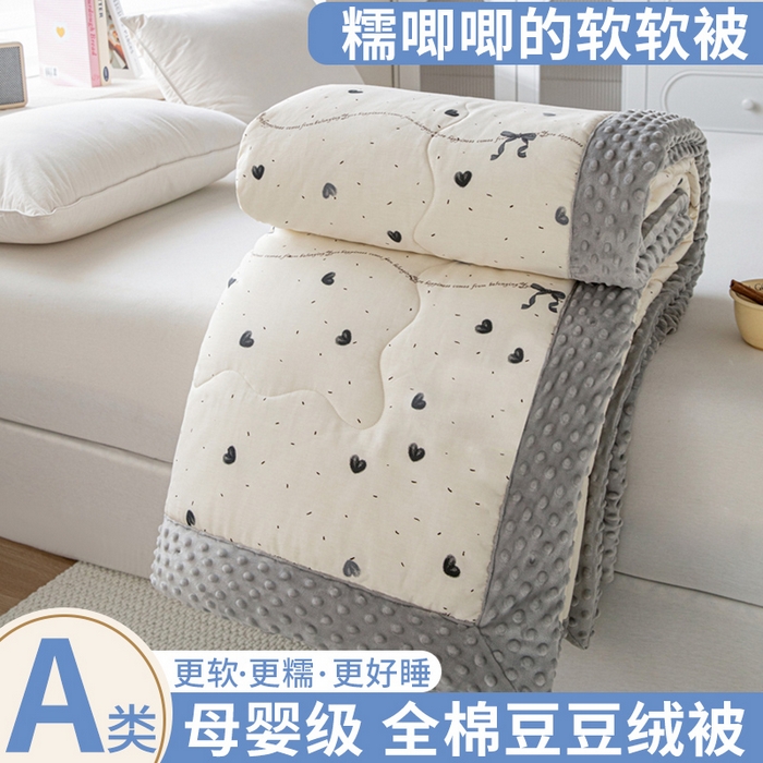 91家纺网 家纺一手货源 找家纺 （总）柏薇 2025新款A类全棉纯棉豆豆绒被 被子被芯