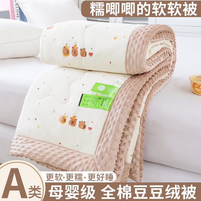 91家纺网 家纺一手货源 找家纺 （总）柏薇 2025新款A类全棉纯棉豆豆绒被 被子被芯