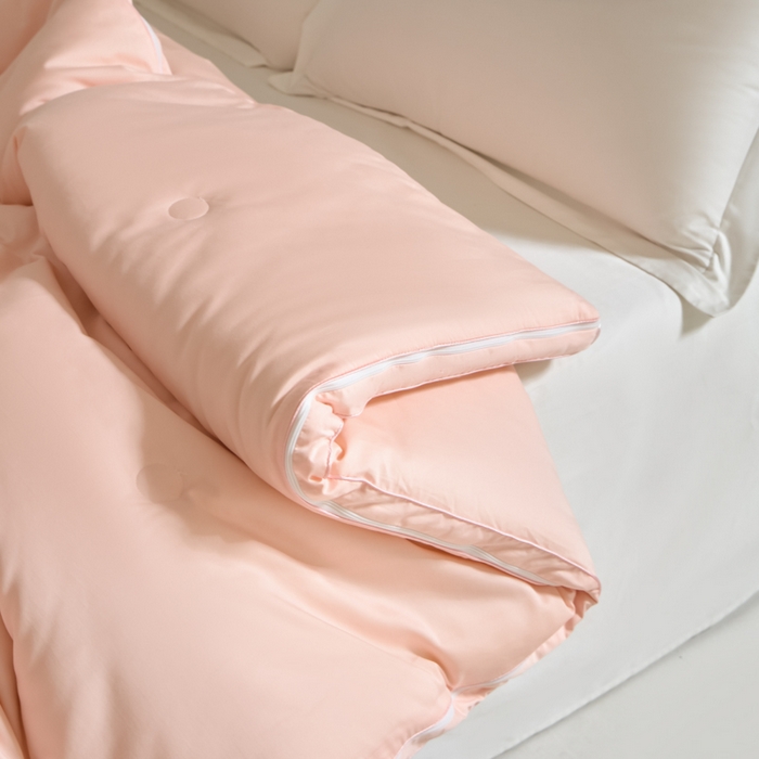 91家纺网 家纺一手货源 找家纺 纪梵茜 2025新款李官奇正品55%大豆被子60长绒棉拉链子母被双胎二合一被芯冬被 粉玉