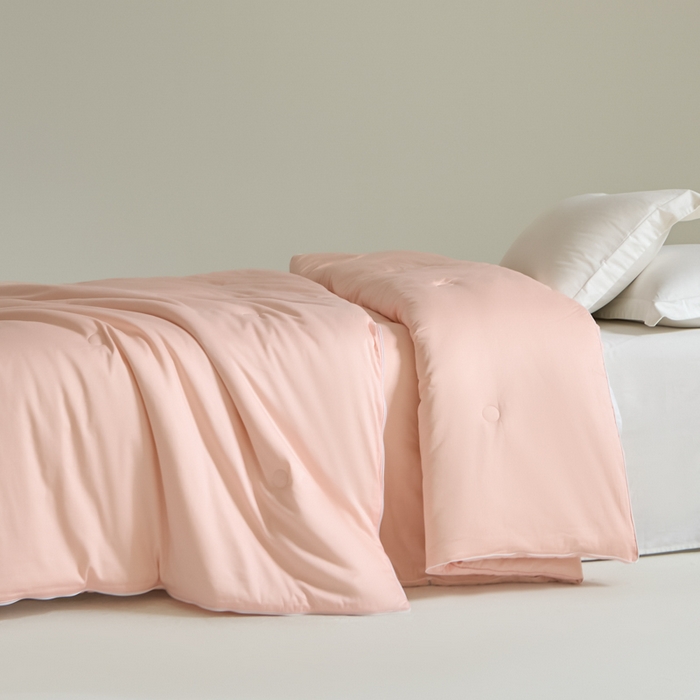 91家纺网 家纺一手货源 找家纺 纪梵茜 2025新款李官奇正品55%大豆被子60长绒棉拉链子母被双胎二合一被芯冬被 粉玉