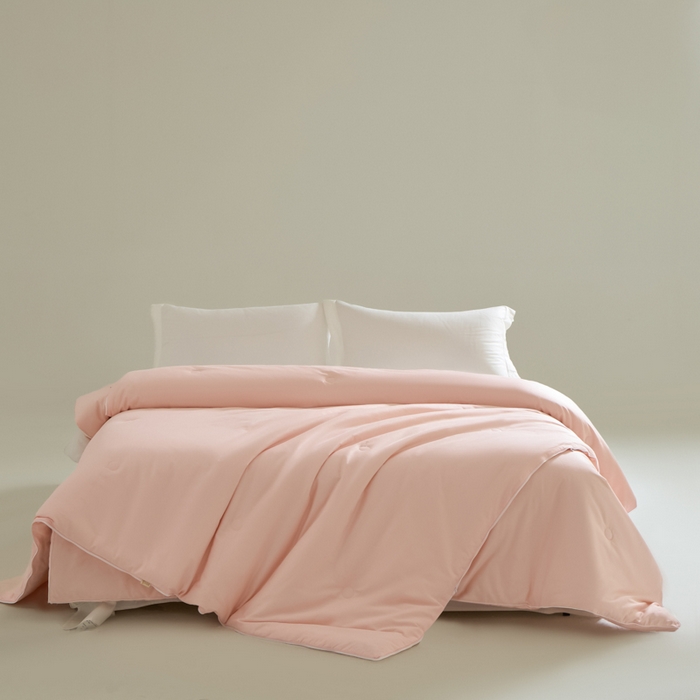 91家纺网 家纺一手货源 找家纺 纪梵茜 2025新款李官奇正品55%大豆被子60长绒棉拉链子母被双胎二合一被芯冬被 粉玉