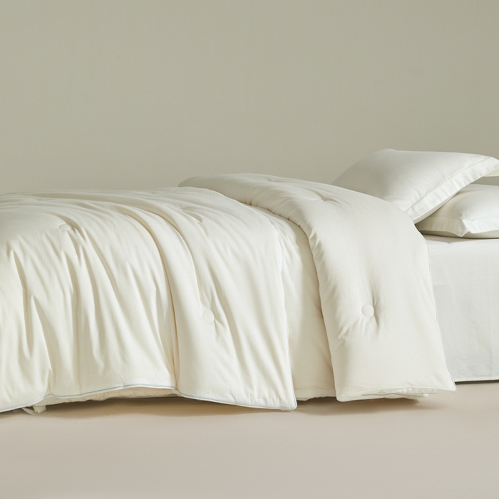 91家纺网 家纺一手货源 找家纺 纪梵茜 2025新款李官奇正品55%大豆被子60长绒棉拉链子母被双胎二合一被芯冬被 白色