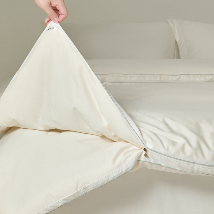 91家纺网 家纺一手货源 找家纺 纪梵茜 2025新款李官奇正品55%大豆被子60长绒棉拉链子母被双胎二合一被芯冬被 白色