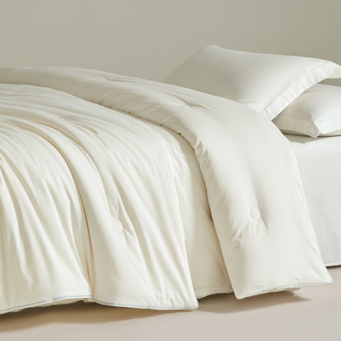 91家纺网 家纺一手货源 找家纺 纪梵茜 2025新款李官奇正品55%大豆被子60长绒棉拉链子母被双胎二合一被芯冬被 白色