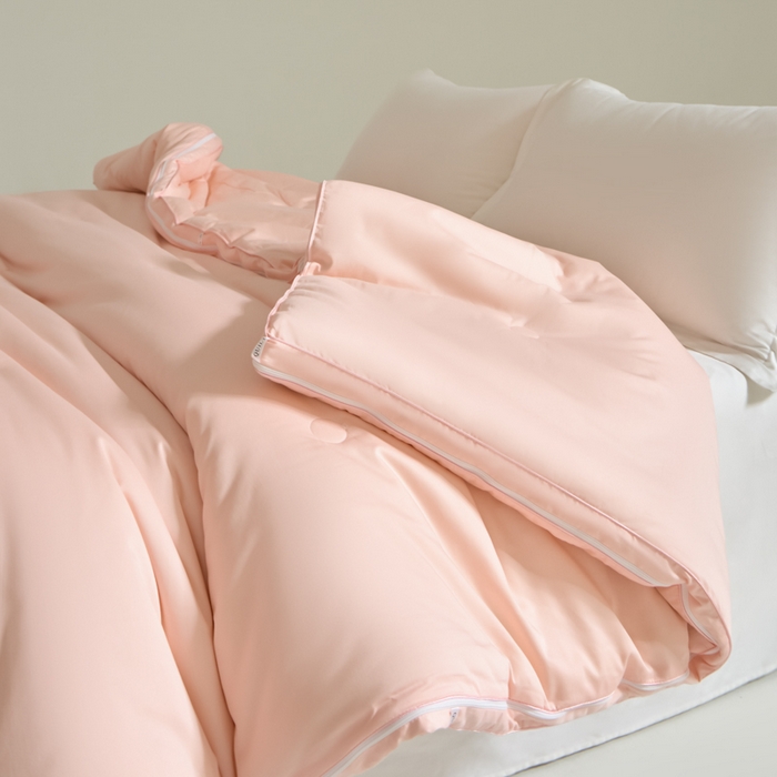 91家纺网 家纺一手货源 找家纺 纪梵茜 2025新款李官奇正品55%大豆被子60长绒棉拉链子母被双胎二合一被芯冬被 粉玉