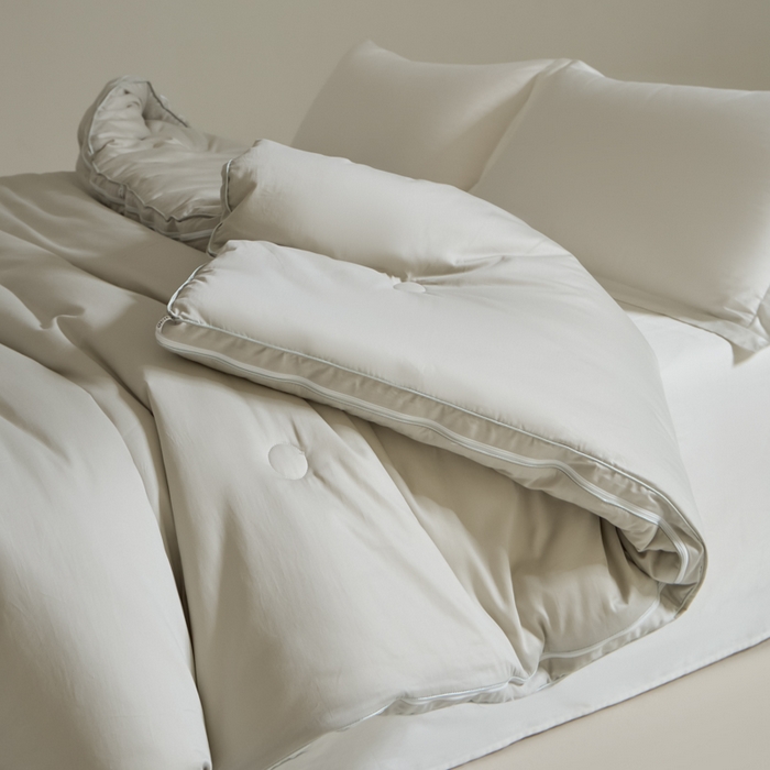 91家纺网 家纺一手货源 找家纺 纪梵茜 2025新款李官奇正品55%大豆被子60长绒棉拉链子母被双胎二合一被芯冬被 灰色