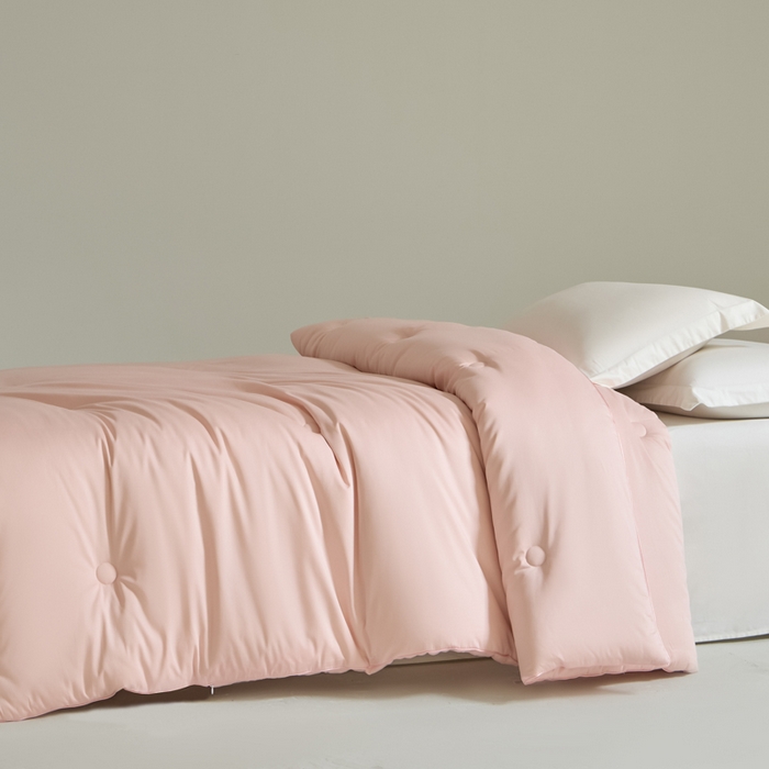 91家纺网 家纺一手货源 找家纺 纪梵茜 2025新款李官奇正品认证55%大豆被长绒棉大豆被子被芯全棉冬被 粉玉