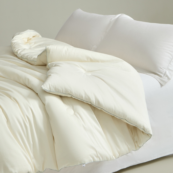 91家纺网 家纺一手货源 找家纺 纪梵茜 2025新款李官奇正品认证55%大豆被长绒棉大豆被子被芯全棉冬被 白色