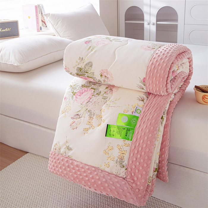 91家纺网 家纺一手货源 找家纺 柏薇 2025新款A类全棉纯棉豆豆绒被 被子被芯 花海