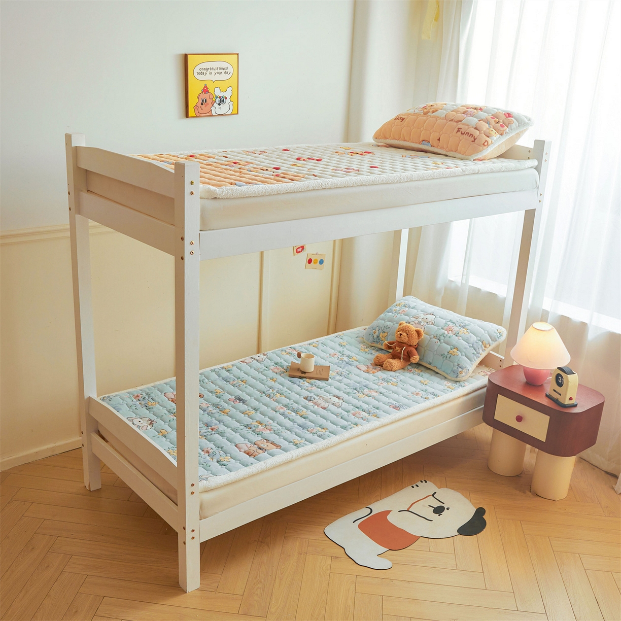 91家纺网 家纺一手货源 找家纺 雯豆家纺 2025新款牛奶绒床垫床护垫学生床褥子宿舍印花床褥铺底 牛奶绒床褥-多彩生活