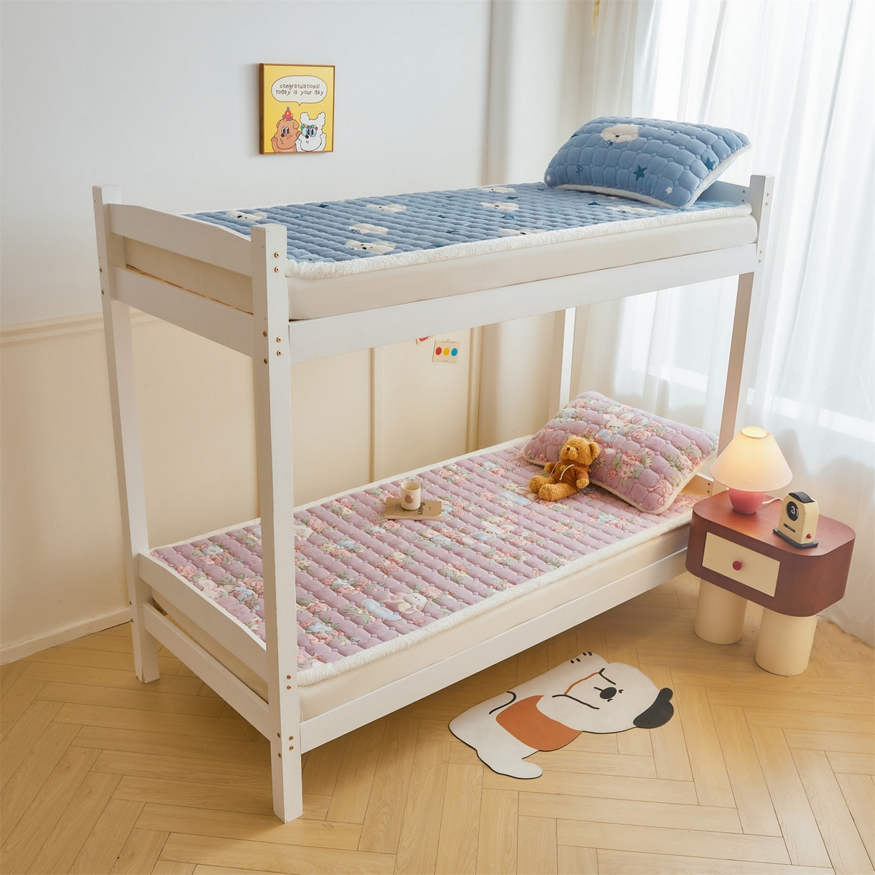 91家纺网 家纺一手货源 找家纺 雯豆家纺 2025新款牛奶绒床垫床护垫学生床褥子宿舍印花床褥铺底 牛奶绒床褥-花花仙子