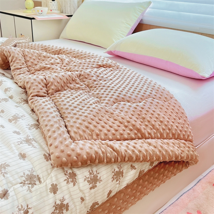 91家纺网 家纺一手货源 找家纺 柏薇 2025新款A类全棉纯棉豆豆绒被 被子被芯 圆梦