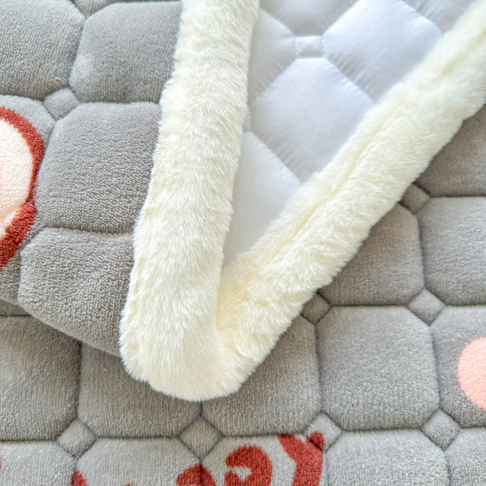 91家纺网 家纺一手货源 找家纺 梵朴 2025新款印花牛奶绒床褥垫加厚珊瑚绒床褥子床垫 爱心小熊