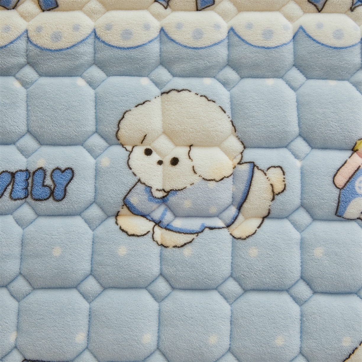 91家纺网 家纺一手货源 找家纺 雯豆家纺 2025新款牛奶绒床垫床护垫学生床褥子宿舍印花床褥铺底 牛奶绒床褥-奶蓝小狗