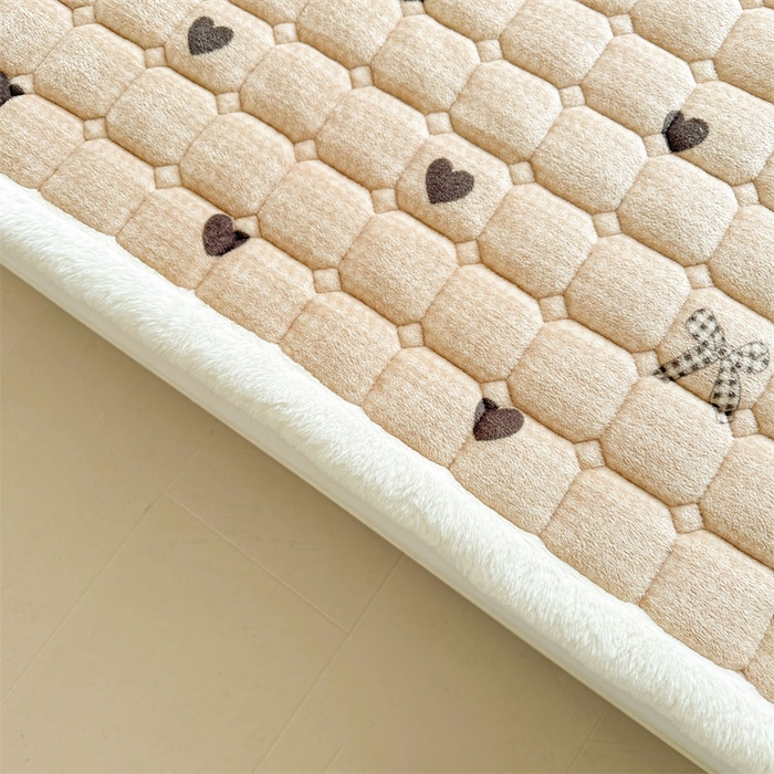 91家纺网 家纺一手货源 找家纺 梵朴 2025新款印花牛奶绒床褥垫加厚珊瑚绒床褥子床垫 蝶之心-咖